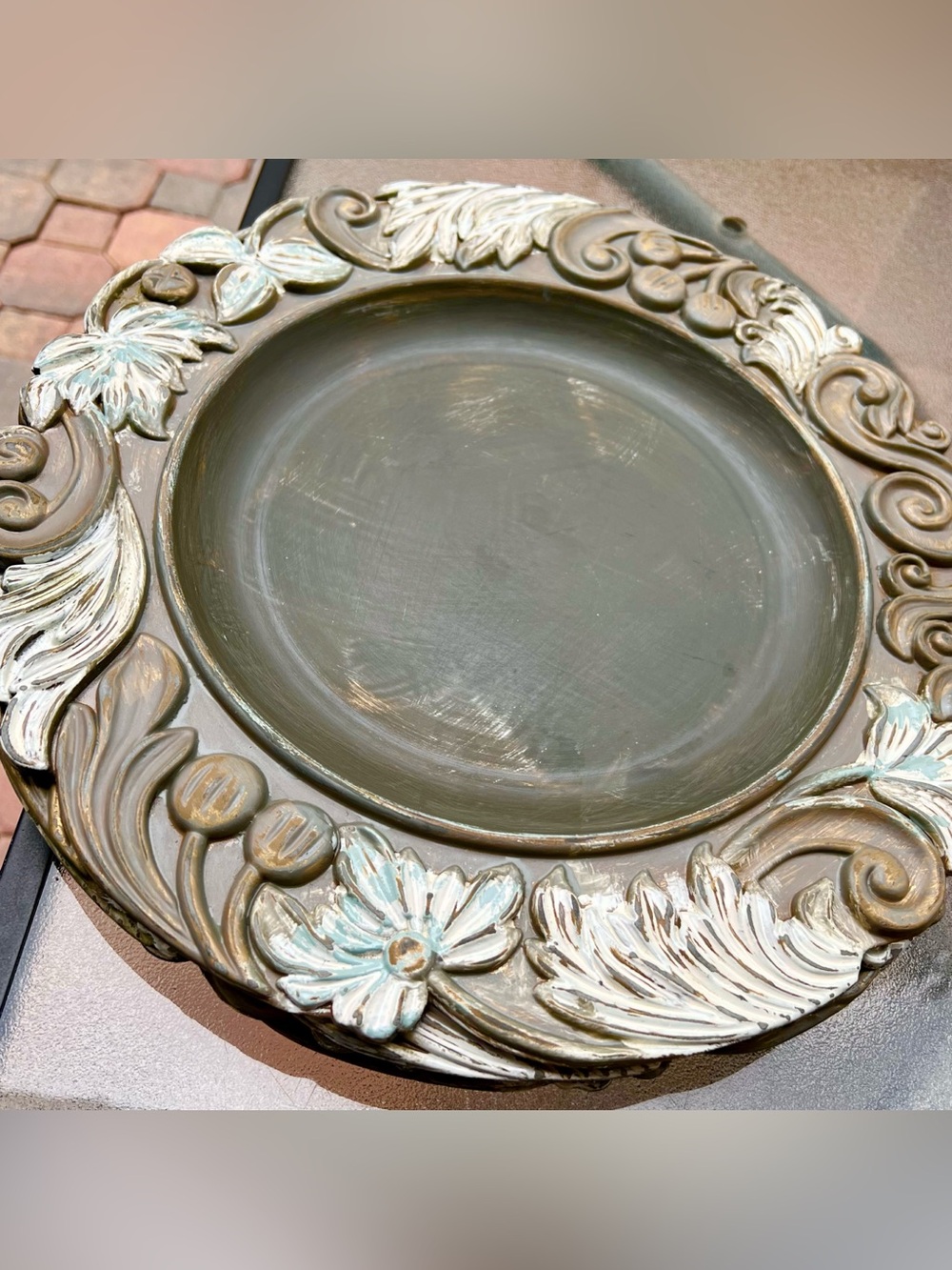 Pottery Barn Carved Architectural Charger Plates Baroque French Country Vintage